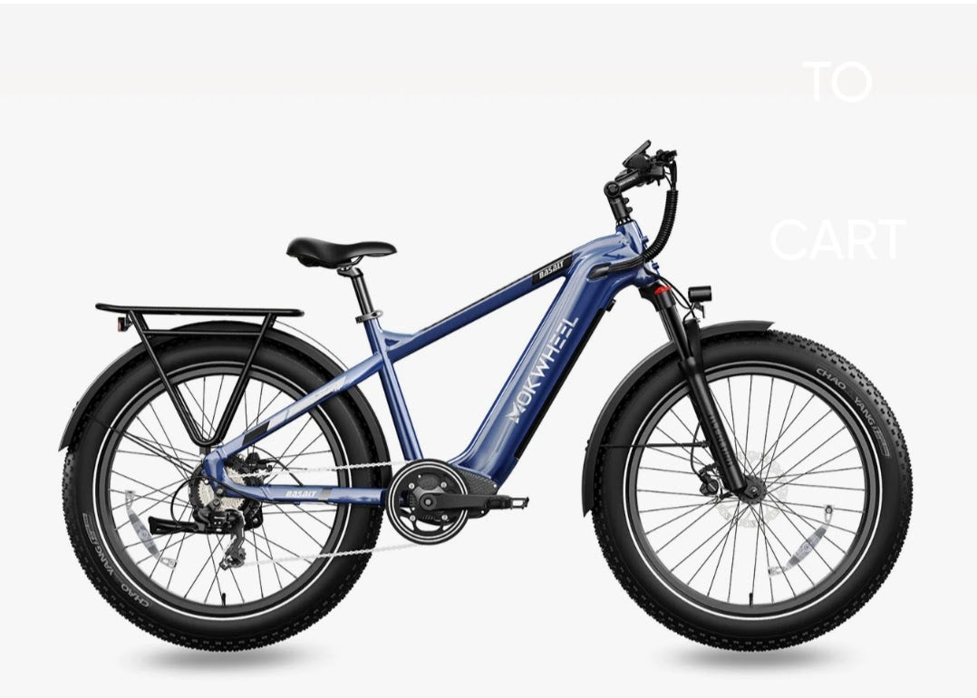 Fall Clearance Sale - Basalt Power Station E-Bike ( Front Suspension, Step Over, Fat Tire ) with Free Deluxe 10 Accessory Pack ( $699 Value for Free! ) Includes Front/Back Fenders & Rear Rack