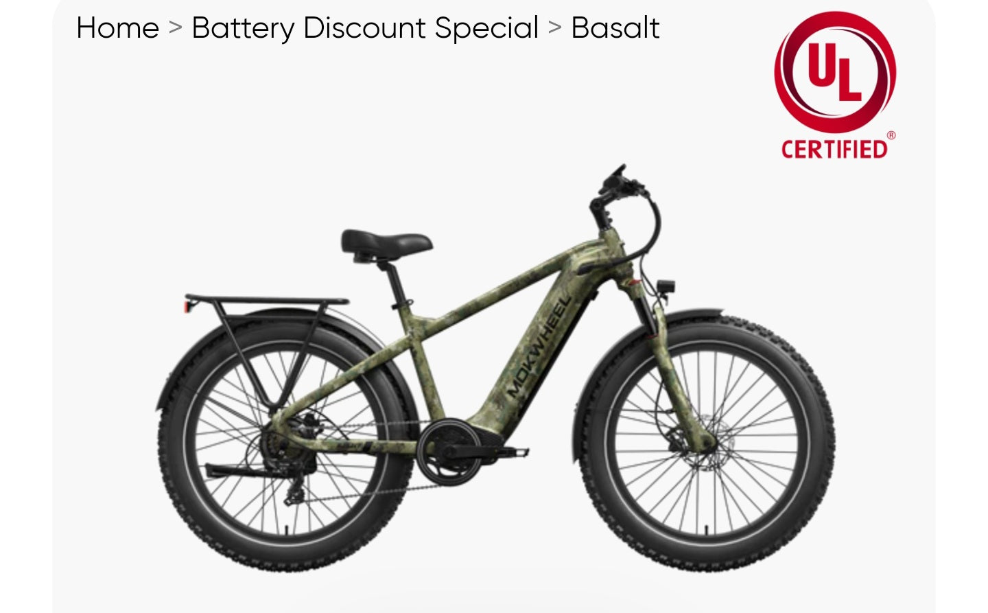 Fall Clearance Sale - Basalt Power Station E-Bike ( Front Suspension, Step Over, Fat Tire ) with Free Deluxe 10 Accessory Pack ( $699 Value for Free! ) Includes Front/Back Fenders & Rear Rack