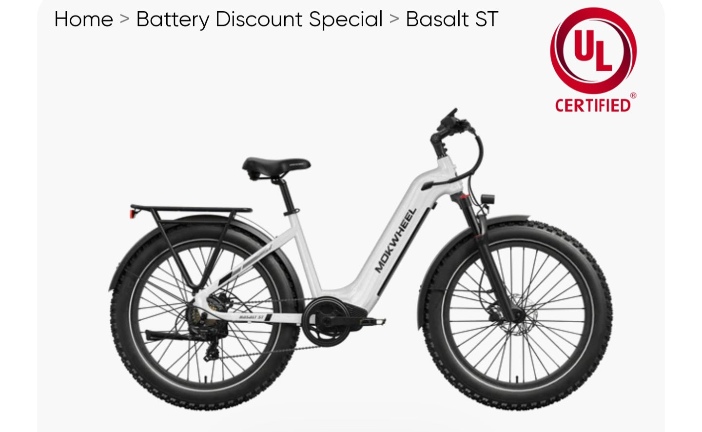 Fall Clearance Sale - Basalt ST Power Station E-Bike ( Front Suspension, Step Thru, Fat Tire ) with Free Deluxe 10 Accessory Pack ( $699 Value for Free! ) Includes Front/Back Fenders & Rear Rack