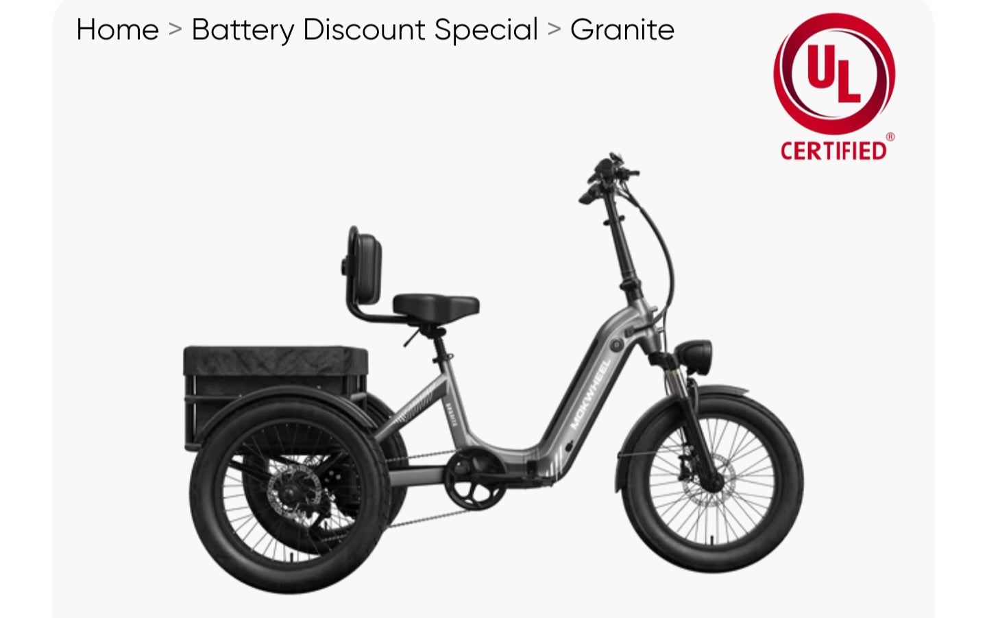 Granite Power Station E-Trike ( Folding 3 Wheeler, Step Thru ) with Free Deluxe 10 Accessory Pack ( $699 Value for Free! ) ) - Includes Full Fenders and Rear Basket