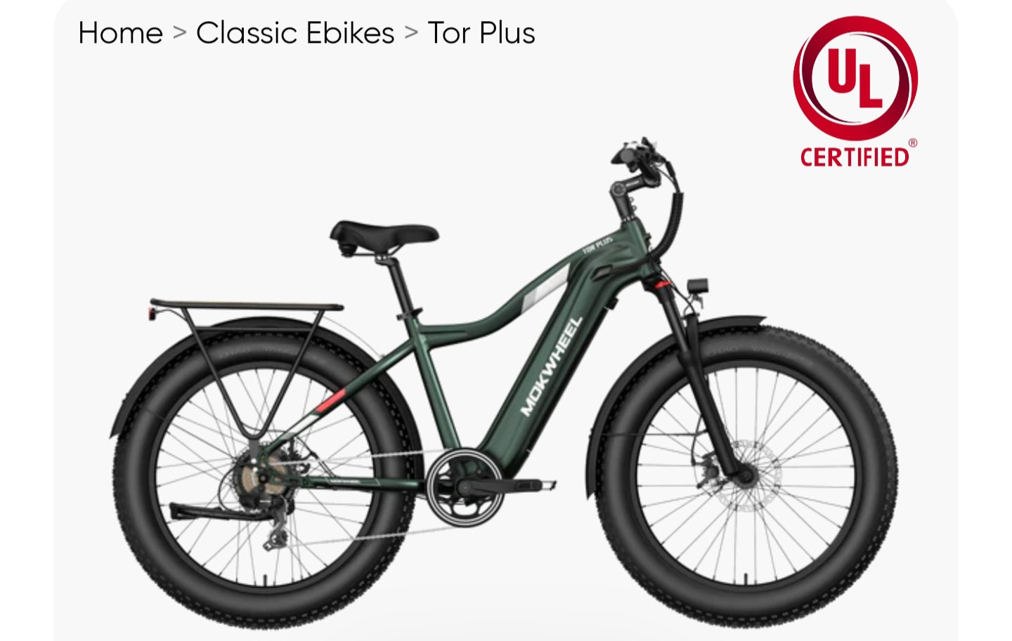 Fall Clearance Sale - Tor Plus E-Bike includes Free Basic 5 Accessory Pack ( Valued at $355 ) and Front/Back Fenders, Rear Rack