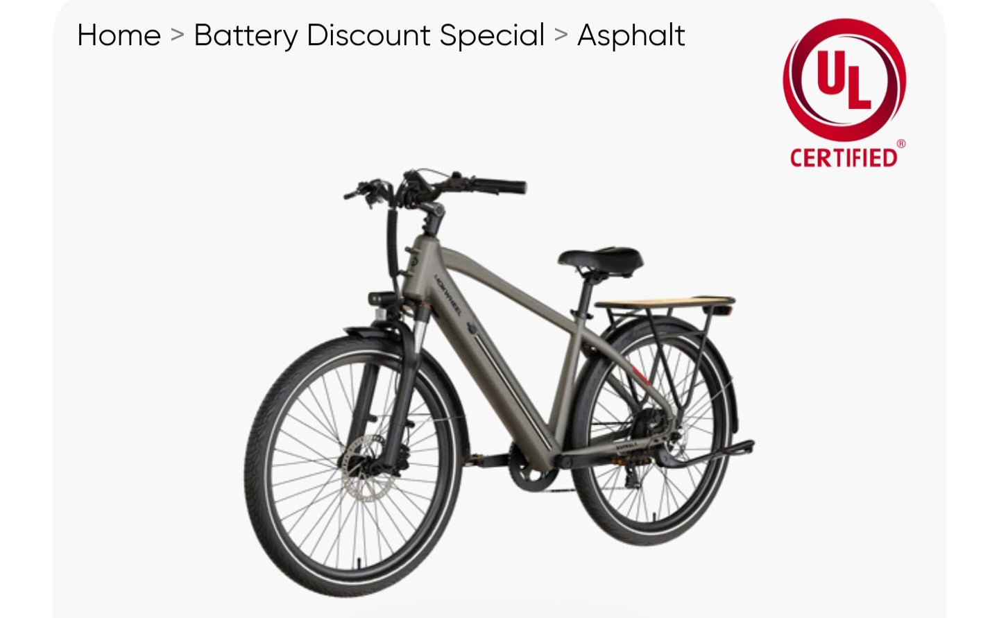 Asphalt 1.0 E-Bike with Free Basic 5 Accessory Pack ( $355 Value for Free! ) includes Front/Back Fenders, Rear Rack.