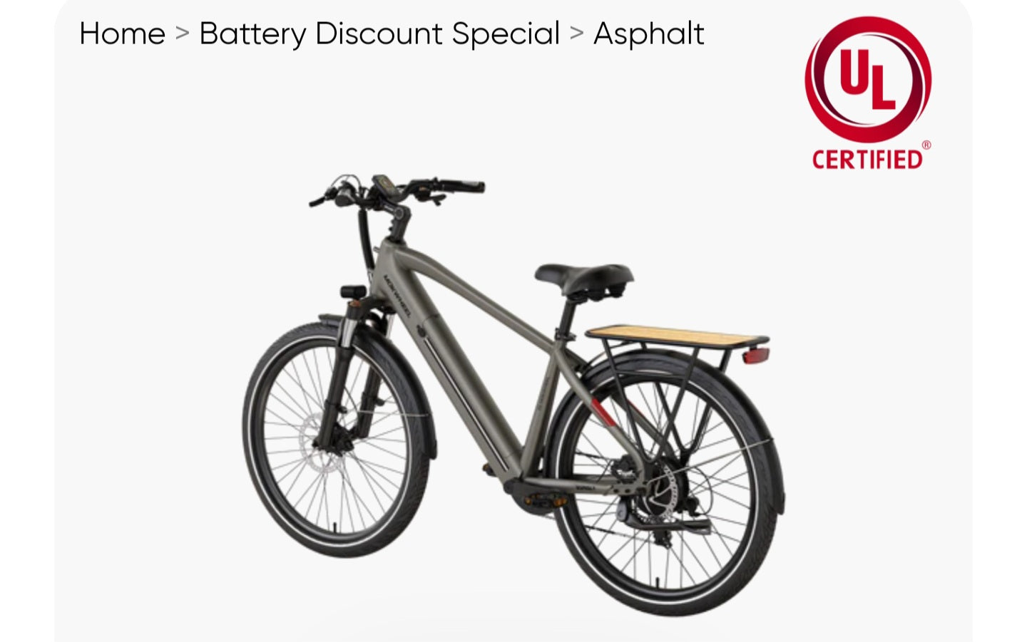 Asphalt 1.0 E-Bike with Free Basic 5 Accessory Pack ( $355 Value for Free! ) includes Front/Back Fenders, Rear Rack.